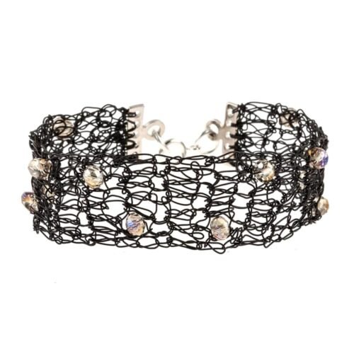 Χειροποίητο πλεκτό βραχιόλι από σύρμα και κρυσταλλάκια