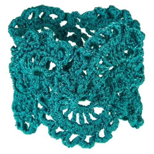 Χειροποίητο πλεκτό βραχιόλι από μετάξι - τιρκουάζ