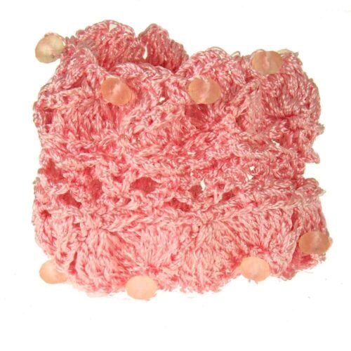 Χειροποίητο πλεκτό βραχιόλι από μετάξι και κρύσταλλα - ροζ