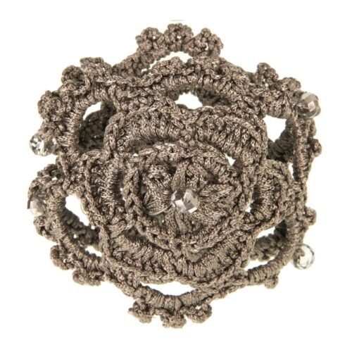 Χειροποίητο πλεκτό βραχιόλι από μετάξι και κρύσταλλα - γκρι