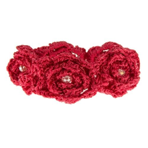 Χειροποίητο πλεκτό βραχιόλι από μετάξι και κρύσταλλα - κόκκινο