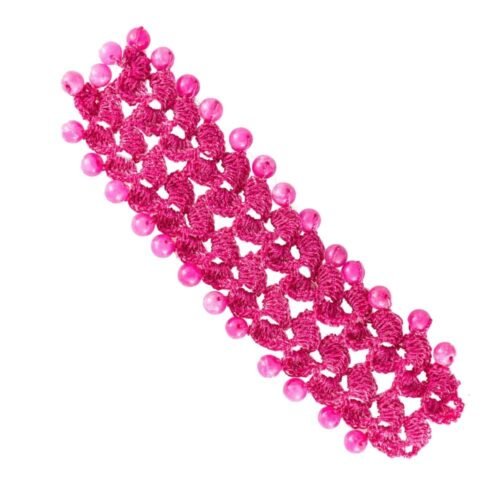 Χειροποίητο πλεκτό βραχιόλι από μετάξι και νεφρίτη - ροζ