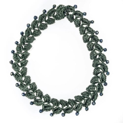 Χειροποίητο πλεκτό κολιέ από μετάξι - πράσινο