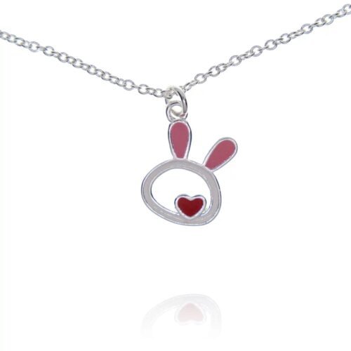 Παιδικό κολίε λαγουδάκι με καρδούλα ασημένιο 925