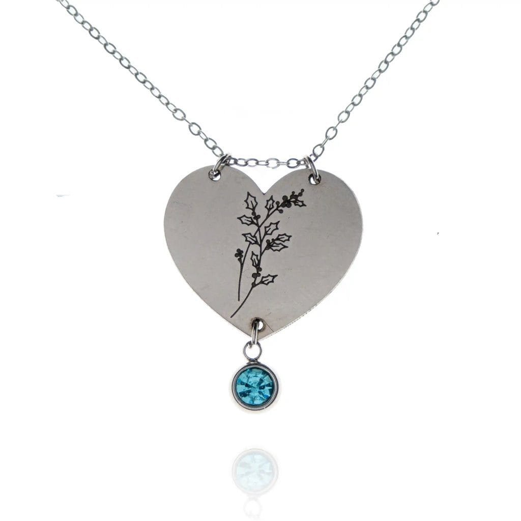 Κολιέ Birthflower με Birthstone από ανοξείδωτο ατσάλι