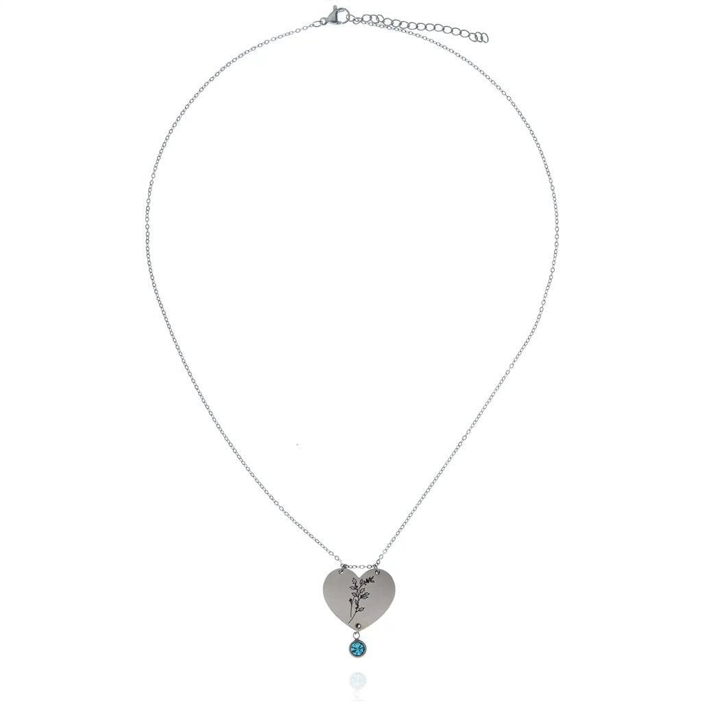 Κολιέ Birthflower με Birthstone από ανοξείδωτο ατσάλι