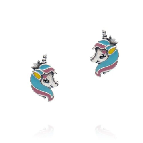 Παιδικό σκουλαρίκι μονόκερος από ασήμι 925