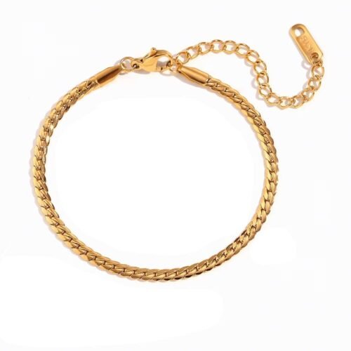 Βραχιόλι ατσάλινο αλυσίδα πυκνή πλέξη επιμεταλλωμένο 18Κ Χρυσό waterproof