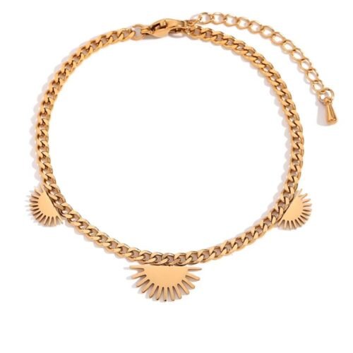 Βραχιόλι ατσάλινο με σχέδιο ήλιος επιμεταλλωμένο 18Κ Χρυσό waterproof