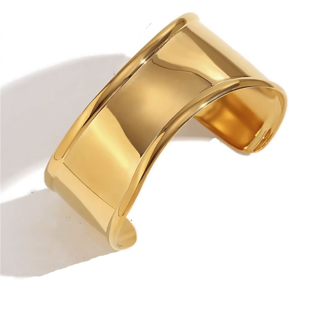 Βραχιόλι χειροπέδα αστάλινο φαρδύ Chunky Cuff σε χρώμα ασημί ή επιμεταλλωμένο 18Κ Χρυσό waterproof