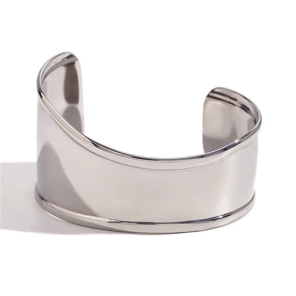 Βραχιόλι χειροπέδα αστάλινο φαρδύ Chunky Cuff σε χρώμα ασημί ή επιμεταλλωμένο 18Κ Χρυσό waterproof