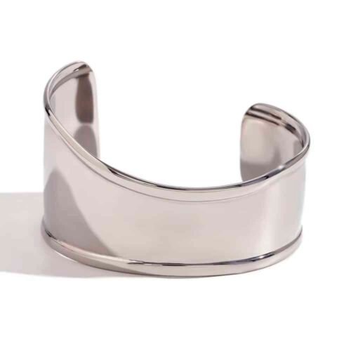 Βραχιόλι χειροπέδα αστάλινο φαρδύ Chunky Cuff σε χρώμα ασημί ή επιμεταλλωμένο 18Κ Χρυσό waterproof