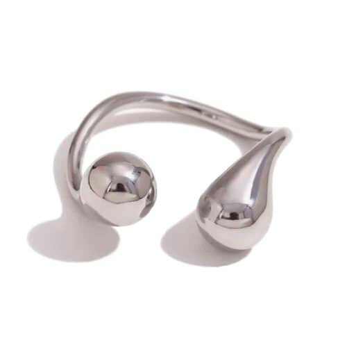 Δαχτυλίδι ατσάλινο σχέδιο σταγόνα Drops σε χρώμα ασημί ή επιμεταλλωμένο 18Κ Χρυσό waterproof