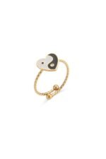 Δαχτυλίδι ατσάλινο σχέδιο  καλό – κακό “Yin Yang” ,επιμεταλλωμένο σε 18K χρυσό