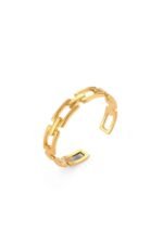 Δαχτυλίδι ατσάλινο σε σχήμα αλυσίδας από γεωμετρικούς κρίκους, επιμεταλλωμένο σε 18K χρυσό