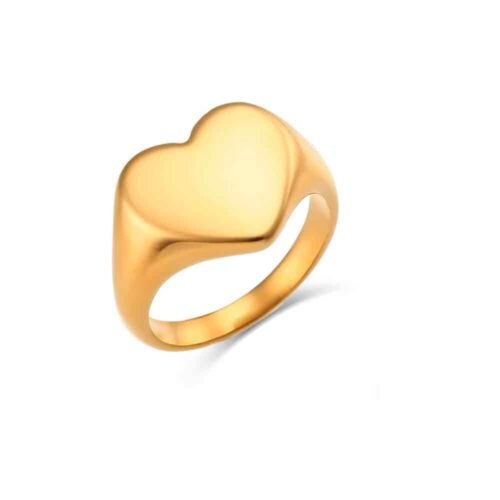 Δαχτυλίδι ατσάλινο καρδιά, δώρο Αγίου Βαλεντίνου, προσωποποιημένο! Επιμεταλλωμένο σε 18K χρυσό.