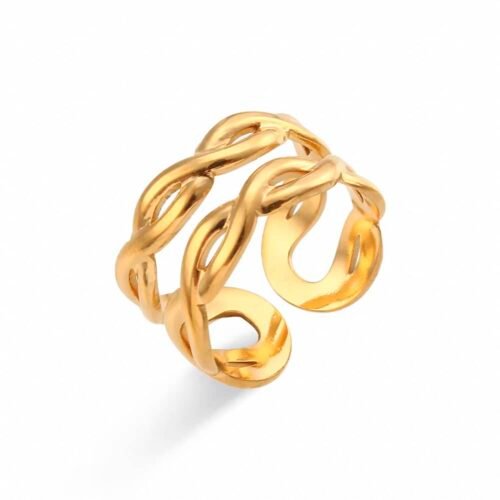 Δαχτυλίδι ατσάλινο αρχαιοελληνικό σε σχήμα πλεξούδας! Επιμεταλλωμένο σε 18K χρυσό