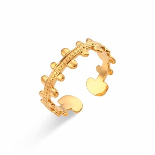 Δαχτυλίδι ατσάλινο σε σχήμα γεωμετρικό, γραμμές. Επιμεταλλωμένο σε 18K χρυσό