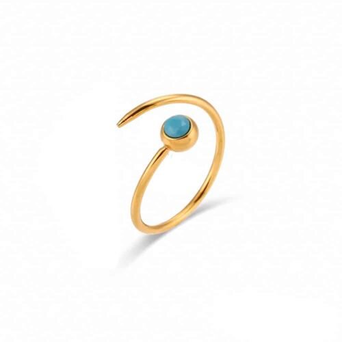 Δαχτυλίδι από επιχρυσωμένο ανοξείδωτο ατσάλι και φυσική πέτρα γαλάζιου χρώματος! Επιμεταλλωμένο σε 18K χρυσό