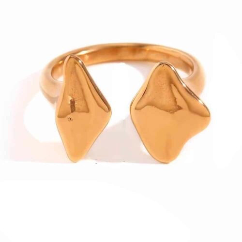 Δαχτυλίδι σε σχέδιο ρόμβοι από ανοξείδωτο ατσάλι. Χρώμα ασημί ή χρυσό (επιμεταλλωμένο 18Κ Χρυσό) waterproof