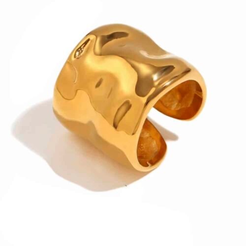 Δαχτυλίδι φαρδύ "water wave"! Aπό ανοξείδωτο ατσάλι, επιμεταλλωμένο σε 18K χρυσό