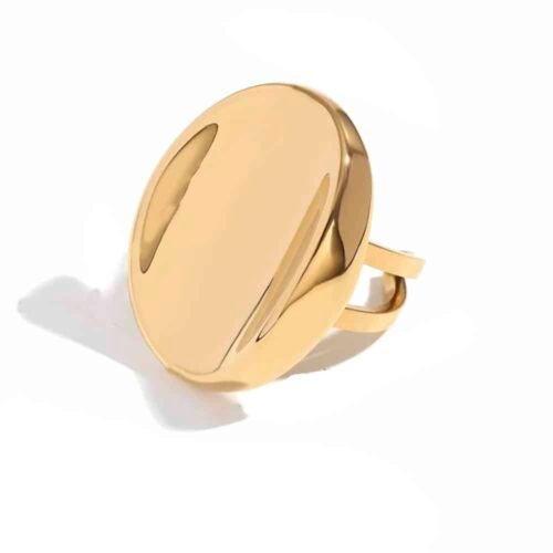 Δαχτυλίδι φαρδύ μασίφ κύκλος κυρτό! Aπό ανοξείδωτο ατσάλι, επιμεταλλωμένο σε 18K χρυσό
