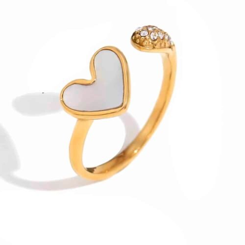 Δαχτυλίδι καρδιά με φίδι και πέτρες ζιργκόν, από ανοξείδωτο ατσάλι. Χρώμα ασημί ή χρυσό (επιμεταλλωμένο 18Κ Χρυσό) waterproof