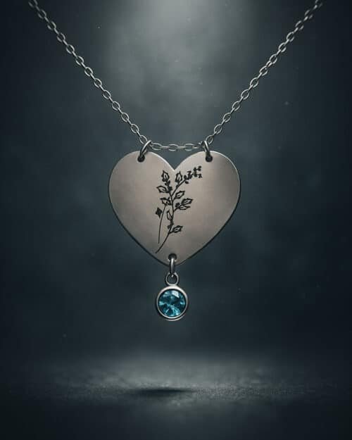Κολιέ Birthflower με Birthstone από ανοξείδωτο ατσάλι