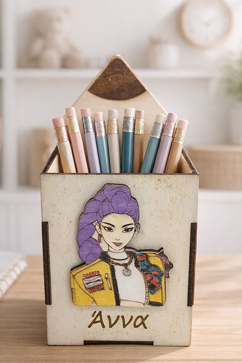 mol0001-2 Σετ Μολυβοθήκη Huntrix Rumi & Εκπαιδευτικός Χάρακας με Όνομα