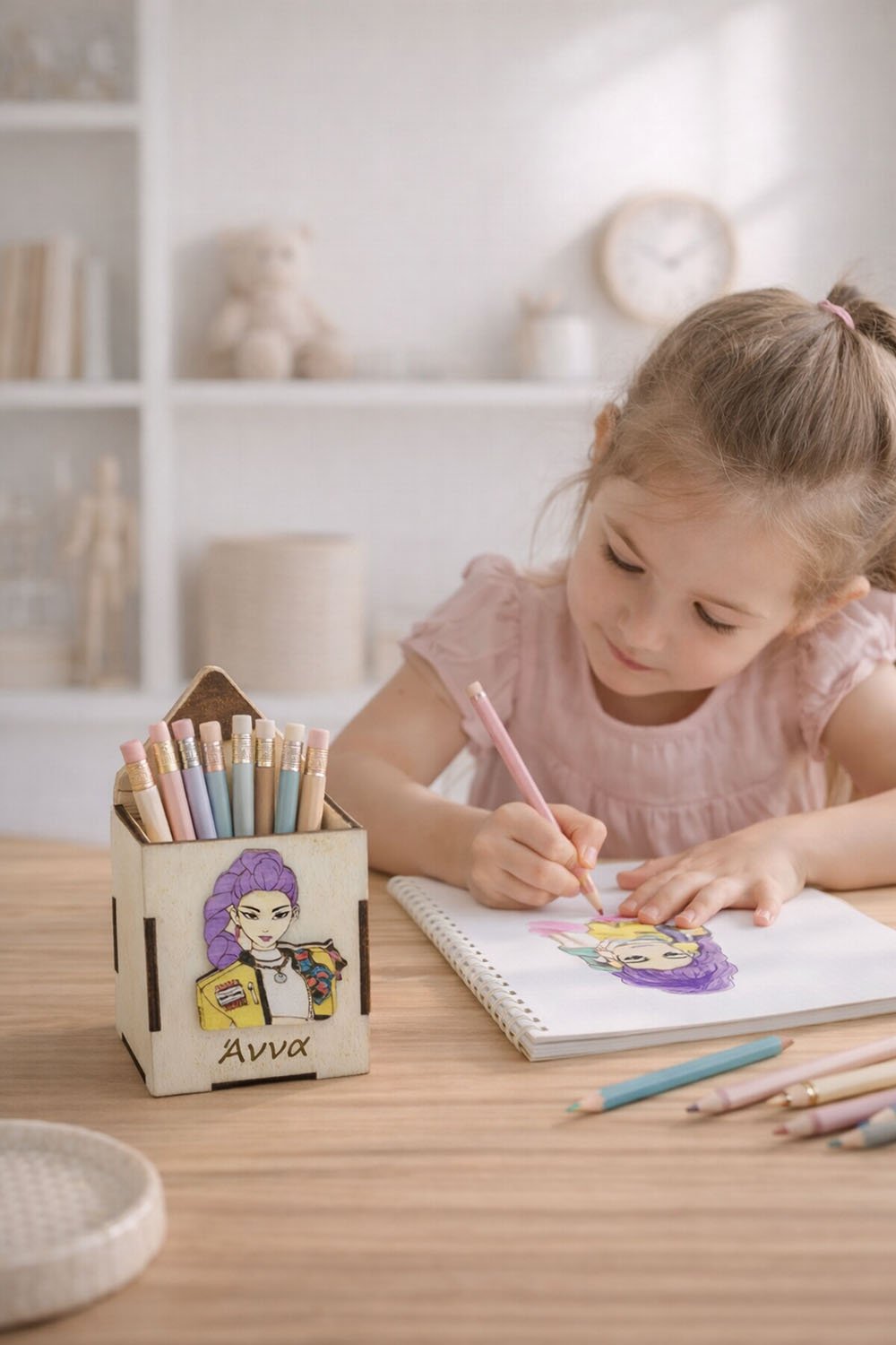 mol0001-3 Σετ Μολυβοθήκη Huntrix Rumi & Εκπαιδευτικός Χάρακας με Όνομα