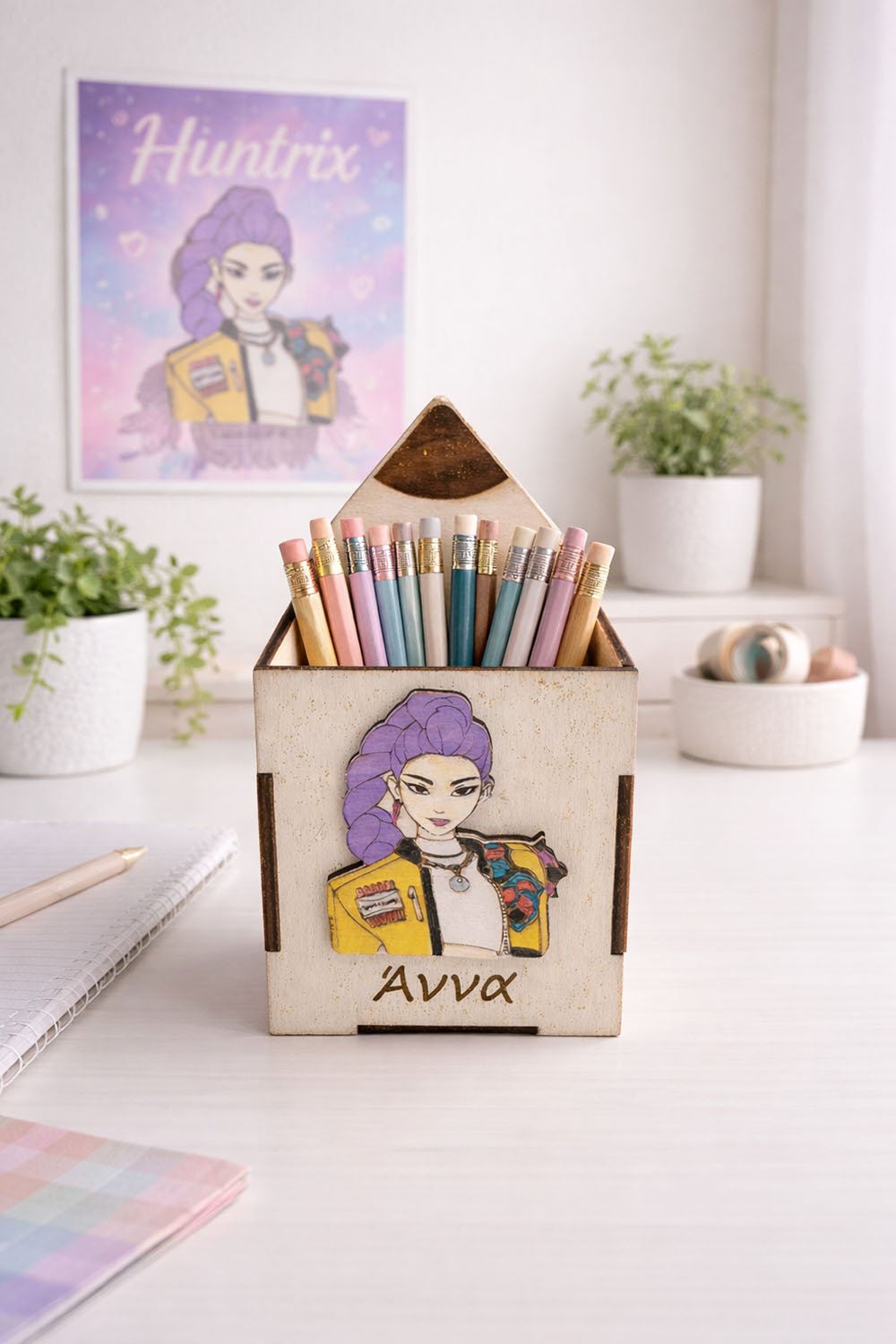 mol0001-4 Σετ Μολυβοθήκη Huntrix Rumi & Εκπαιδευτικός Χάρακας με Όνομα