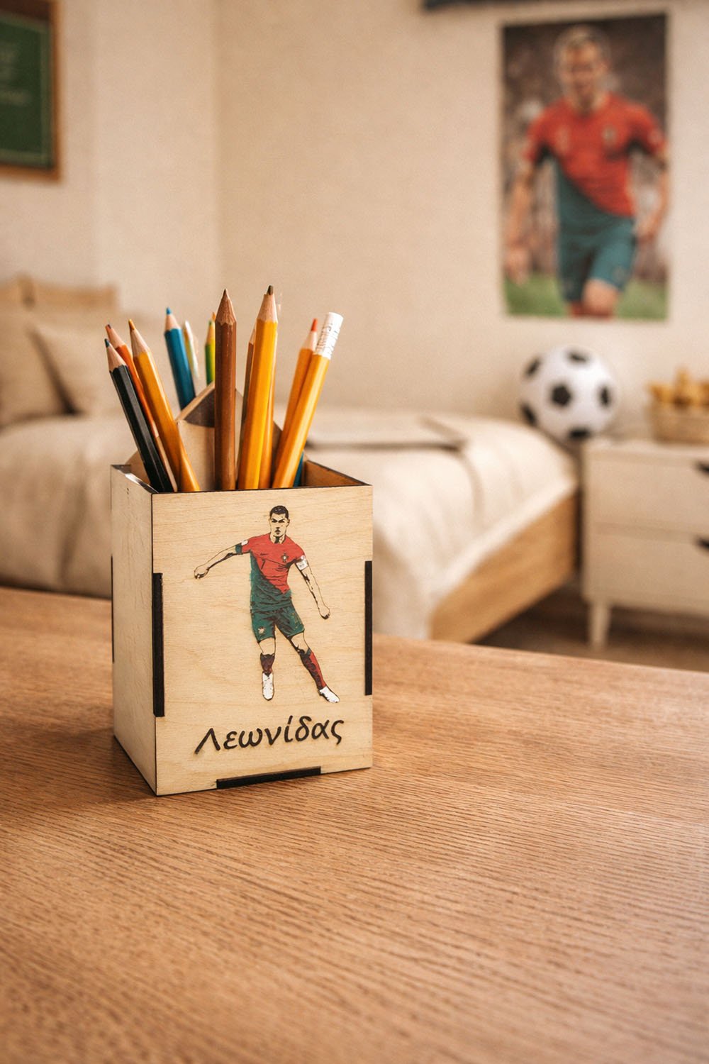 mol0002-2 Σετ Πασχαλινής Λαμπάδας Cristiano Ronaldo, Μολυβοθήκη & Εκπαιδευτικός Χάρακας με Όνομα Παιδιού