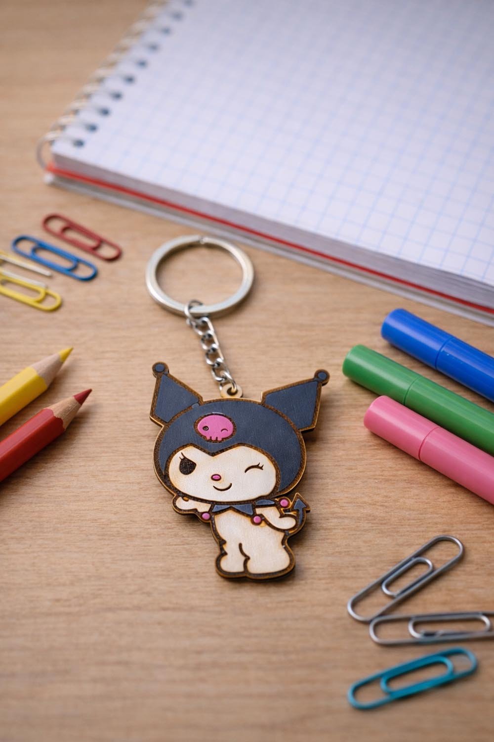 mprelok0010 Ξύλινο μπρελόκ Kuromi