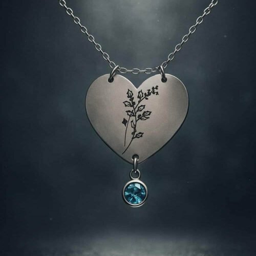 Κολιέ Birthflower με Birthstone από ανοξείδωτο ατσάλι