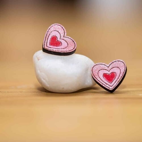 Σκουλαρίκια καρφωτά καρδιά με καρδιά