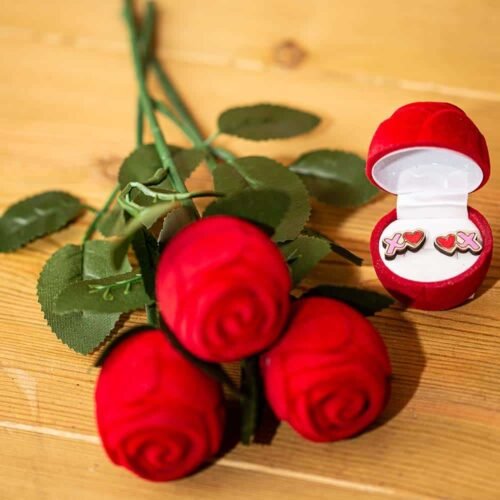 Ξύλινα σκουλαρίκια καρδιά ΧΟ ΧΟ