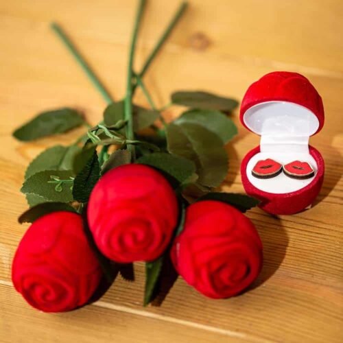 Ξύλινα σκουλαρίκια κόκκινα χείλια