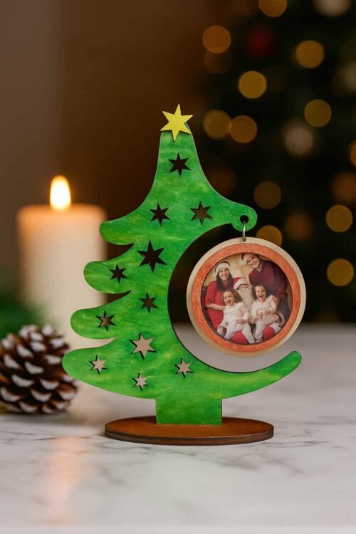 Ξύλινο Χριστουγεννιάτικο Δέντρο με Φωτογραφία – Christmas Tree Photo Ornament